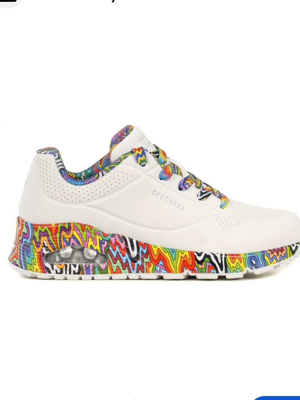 Skechers White Sneakers with Multicolor Drip Accent